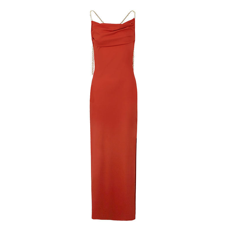 TRENDLER – Damen Kleid Elegant Rot | Hochtailliertes Abendkleid Modern & Bequem