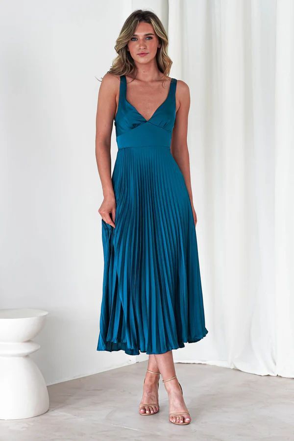 TRENDLER – Damen Kleid Plissiert mit V-Ausschnitt | Sommer Trägerkleid Elegant & Bequem