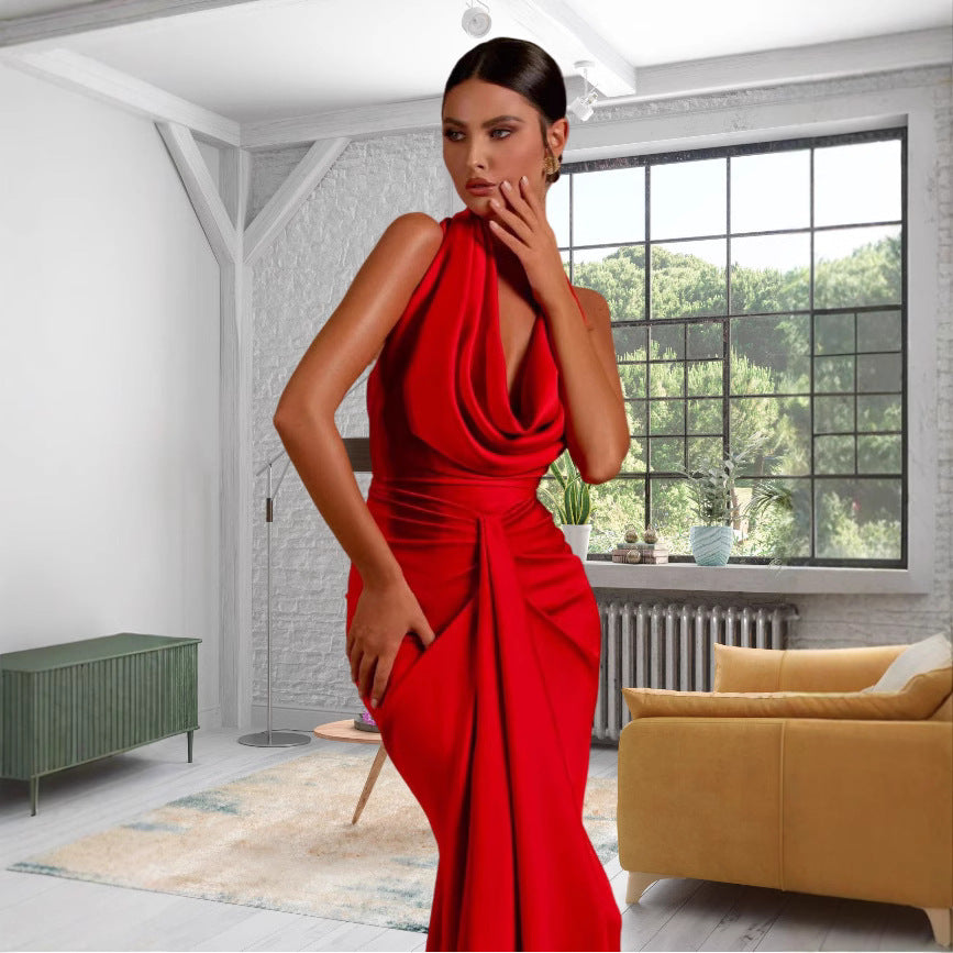 TRENDLER – Damen Kleid Rückenfrei | Sexy Hängerkleid mit Halterkragen Elegant & Modern