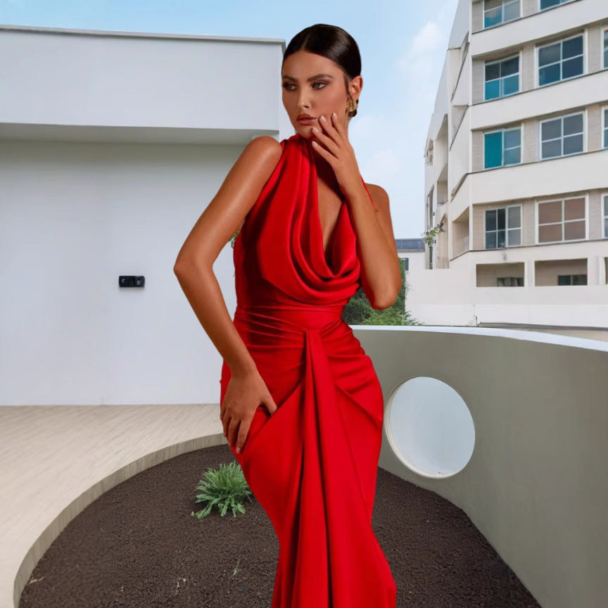 TRENDLER – Damen Kleid Rückenfrei | Sexy Hängerkleid mit Halterkragen Elegant & Modern