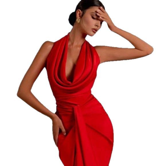 TRENDLER – Damen Kleid Rückenfrei | Sexy Hängerkleid mit Halterkragen Elegant & Modern