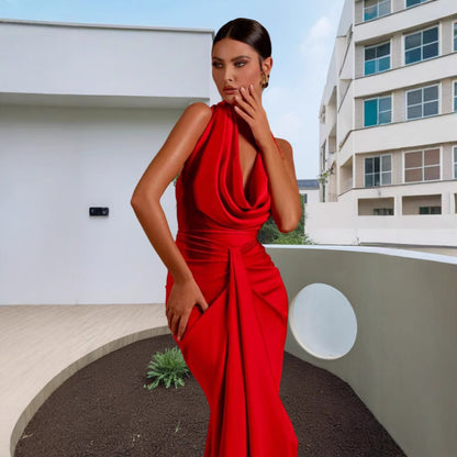 TRENDLER – Damen Kleid Rückenfrei | Sexy Hängerkleid mit Halterkragen Elegant & Modern