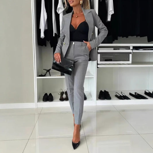 TRENDLER – Damen Anzug Elegant | Zweiteiliger Blazer & Hose Business Outfit für Büro & Alltag