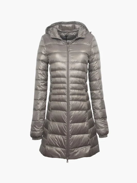 TRENDLER – Damen Wintermantel Lang & Warm | Gesteppt Gefütterter Mantel mit Kapuze für Herbst & Winter