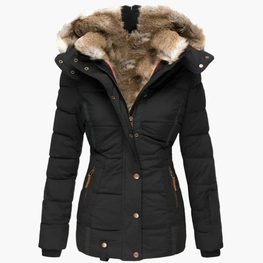 TRENDLER – Damen Wintermantel Warm | Langer Mantel mit Kunstpelz Futter & Eleganter Passform für Herbst & Winter